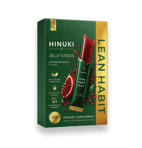 מארז אחד של Hinuki — קופסה ירוקה עם 10 מקלוני ג'לי רימון